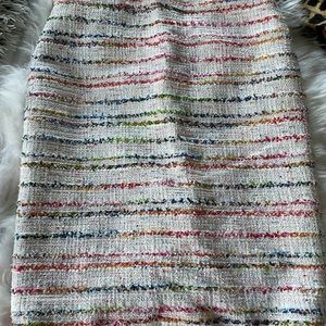 J Crew rainbow white striped pencil skirt